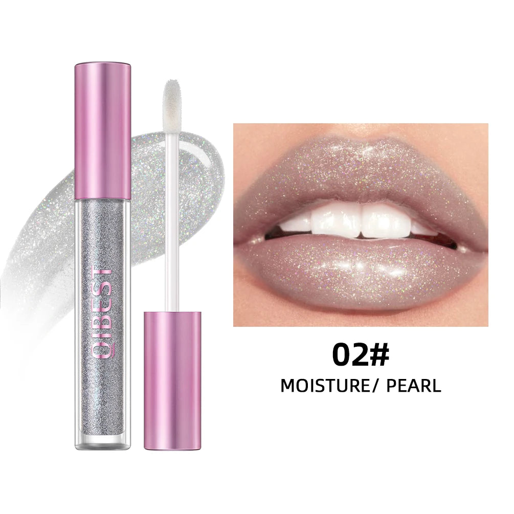 QBEST 6 Colors Glitter Liquid Lipstick Diamond Shimmer Metallic Lipgloss Non-Stick Cup Lipstick Long Lasting Shinning Lip Stain Peaceful Pleasures Health and Wellness 02 Pearl