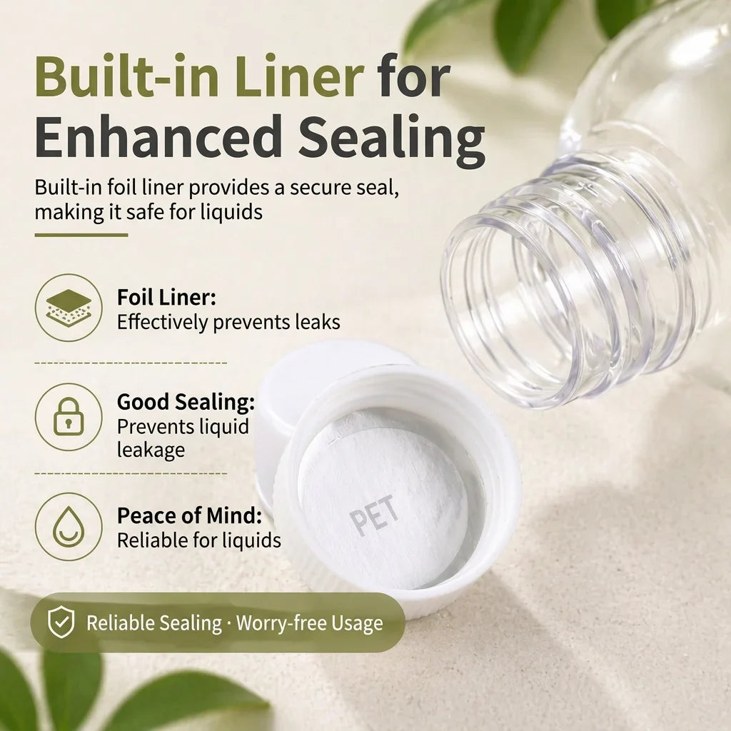 Clear PET Refillable Bottle – Leakproof Screw Cap & Foil Gasket