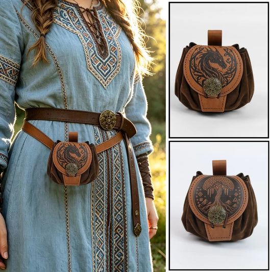 Medieval Viking Money Pouch Bag Cosplay Hangable Belt Waist Unisex Peaceful Pleasures Health and Wellness