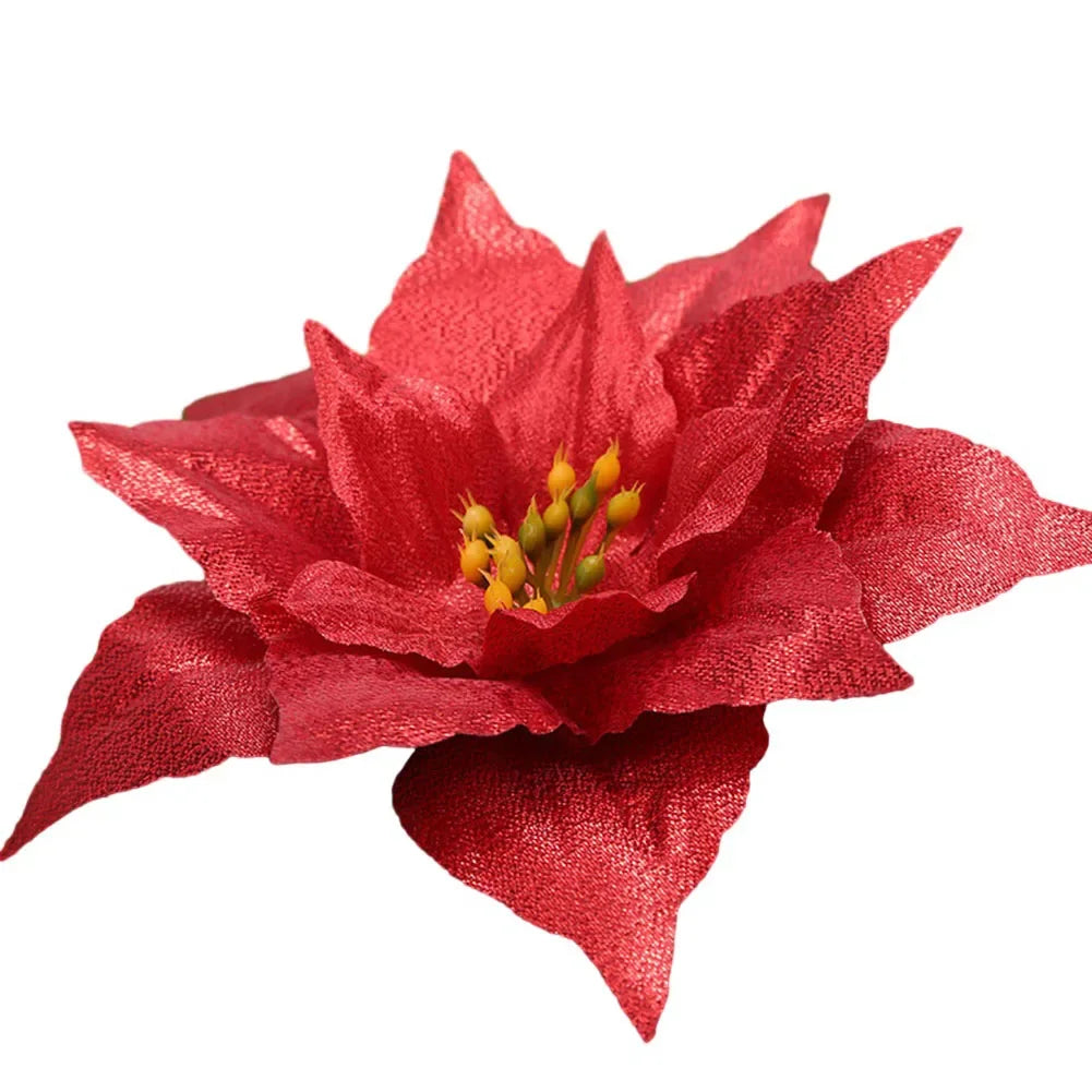 Glitter Poinsettia Christmas Flower Decoration 20cm | 10 Colors
