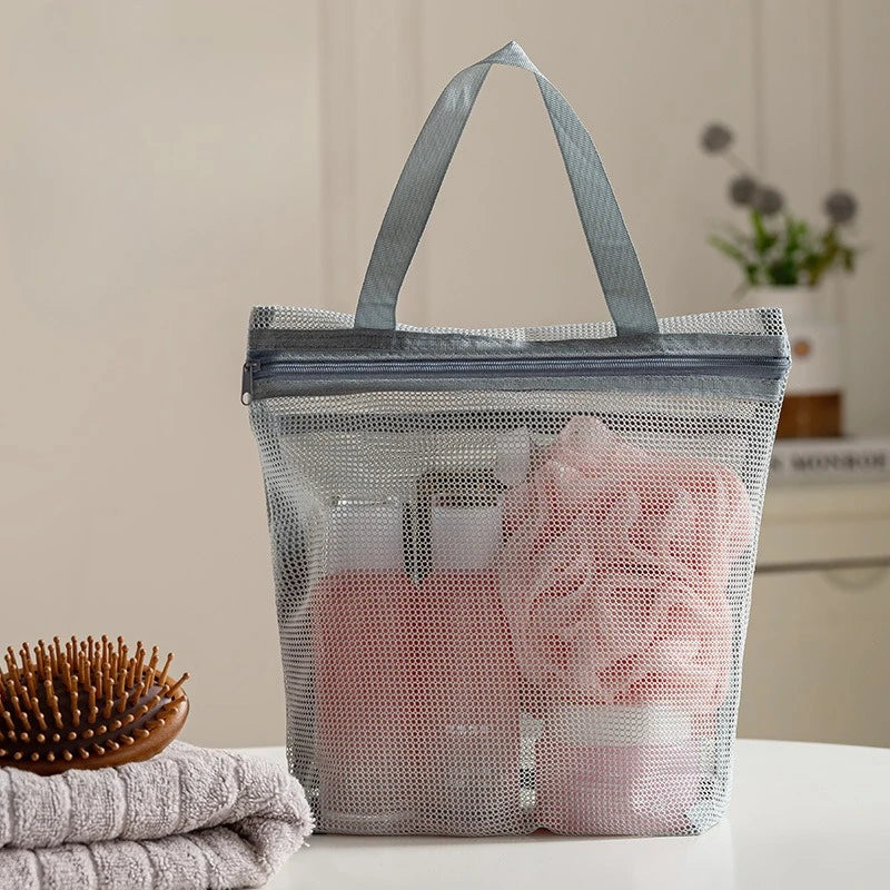 Portable Mesh Wash Bag | Travel Shower Toiletry Organizer