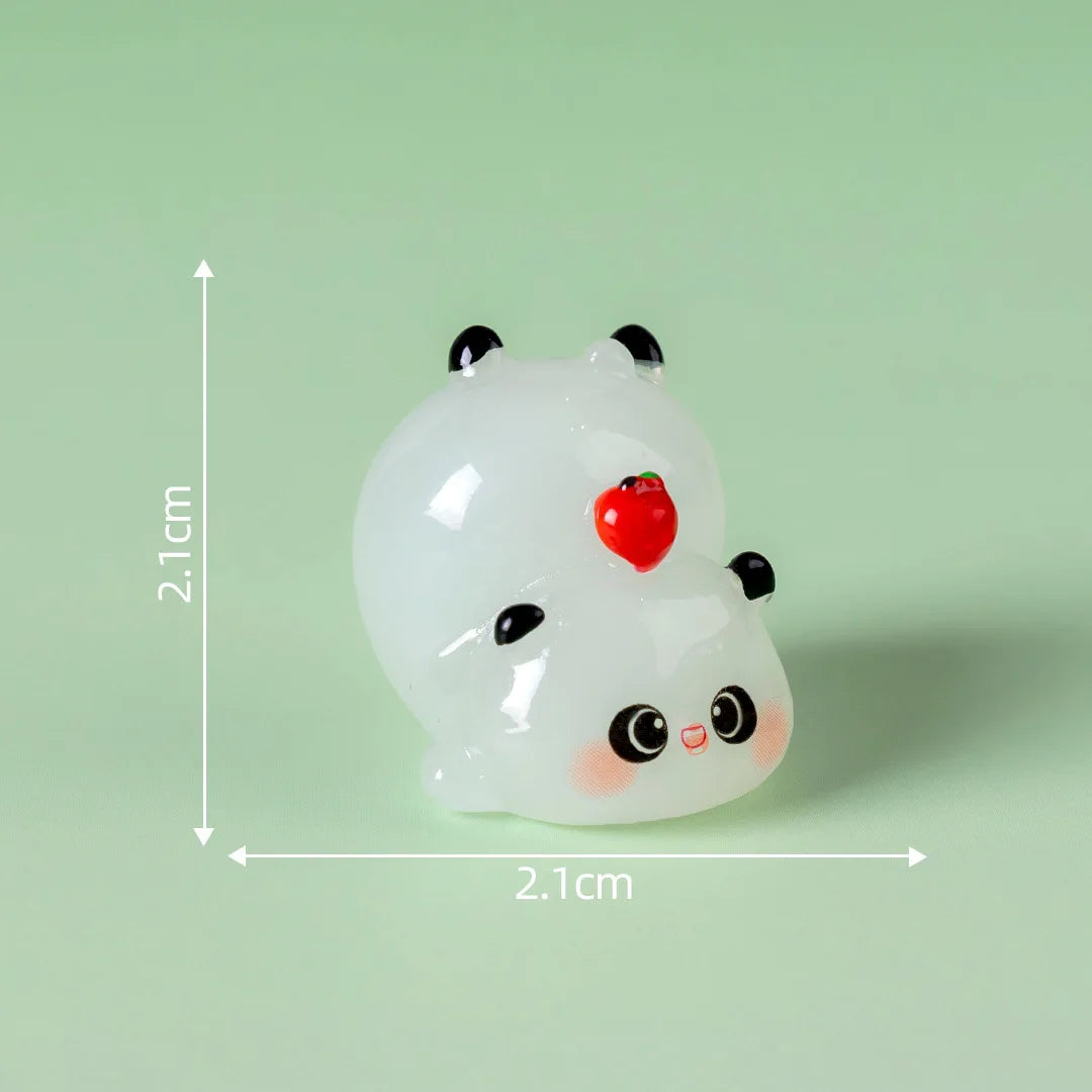1Pcs Panda Resin Figurine Animal Model DIY Home Decor Miniature Fairy Garden Decoration Accessories Modern Desk Decoration Peaceful Pleasures Health and Wellness 6(glow)