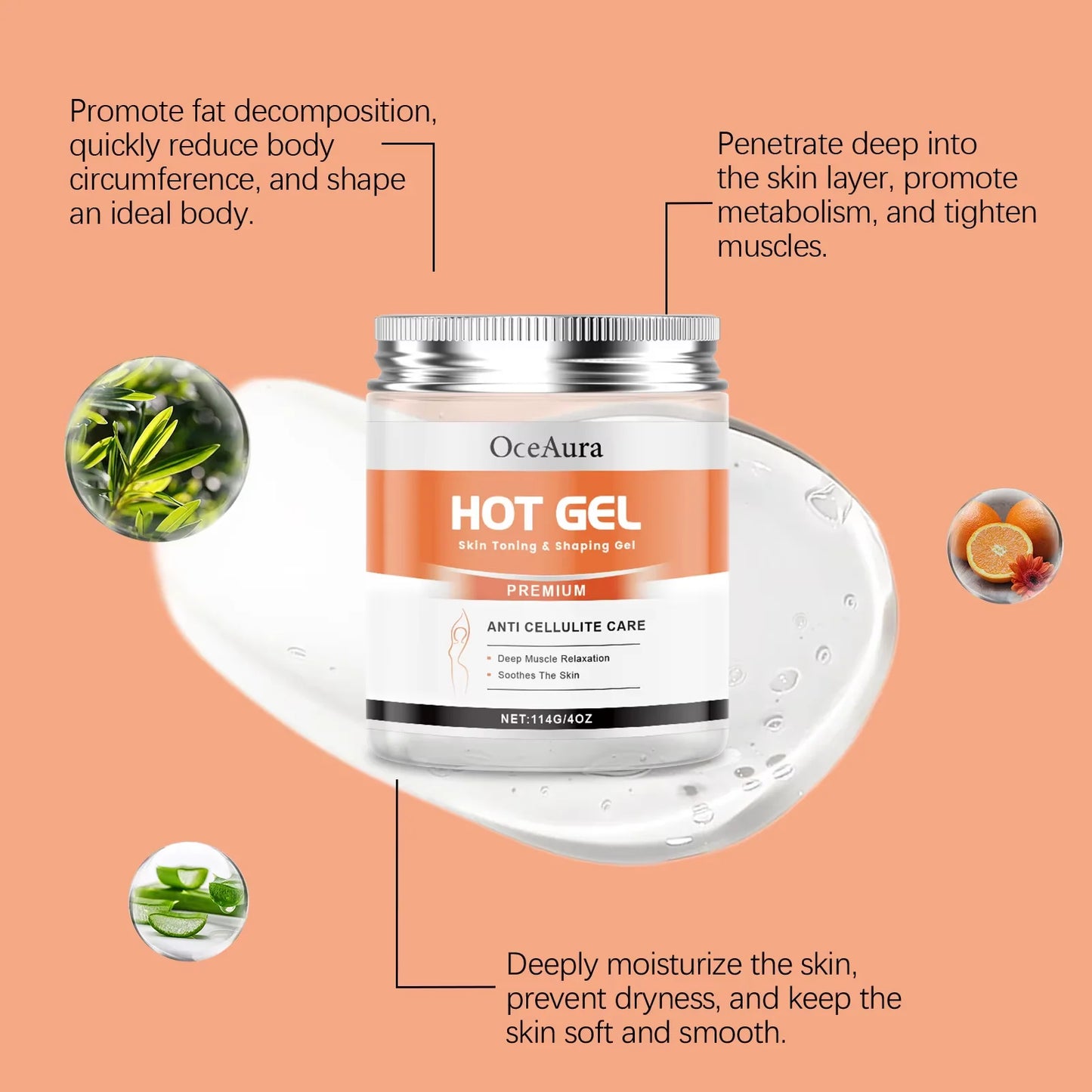 OceAura Hot Firming Gel – Anti-Cellulite Slimming Cream 114g