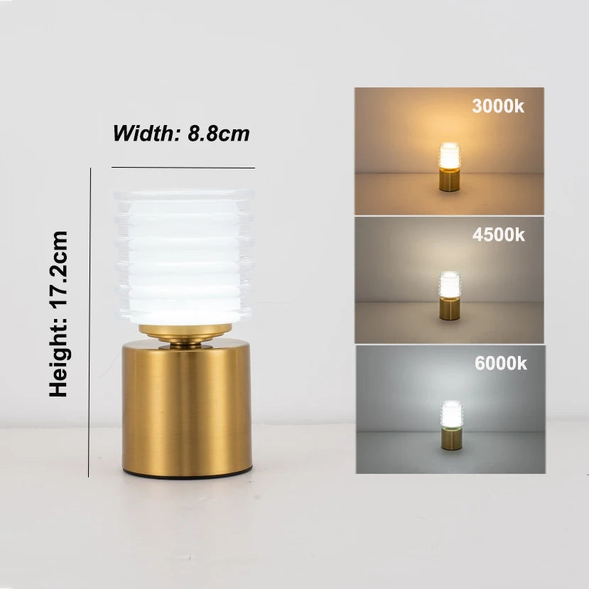 GGbingo Metal LED Table Lamp Rechargable Night Light Portable USB Charging Touch Bedside Table Lamp Living Room Decoration Lamp Peaceful Pleasures Health and Wellness