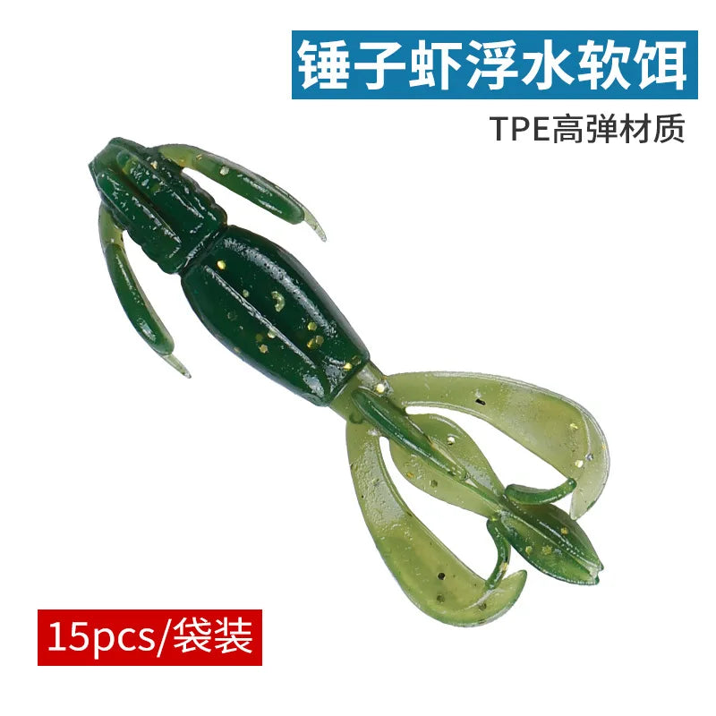 15-Pack Soft Silicone Fishing Lures 4/6cm TPE Minnow Worm Baits