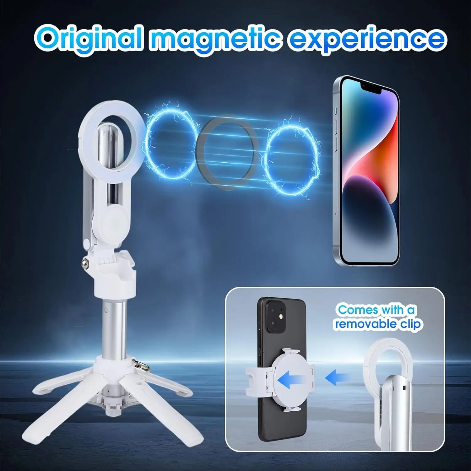 Magnetic Tripod for Phone Magsafe Stand＆Clip Portable Pocket Size Selfie Stick for Android/iPhone Wireless Remote Control Peaceful Pleasures Health and Wellness