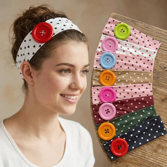 Wide Polka Dot Headband | Vintage Elastic Wrap for Yoga & Gym Hair Headband Peaceful Pleasures Health and Wellness