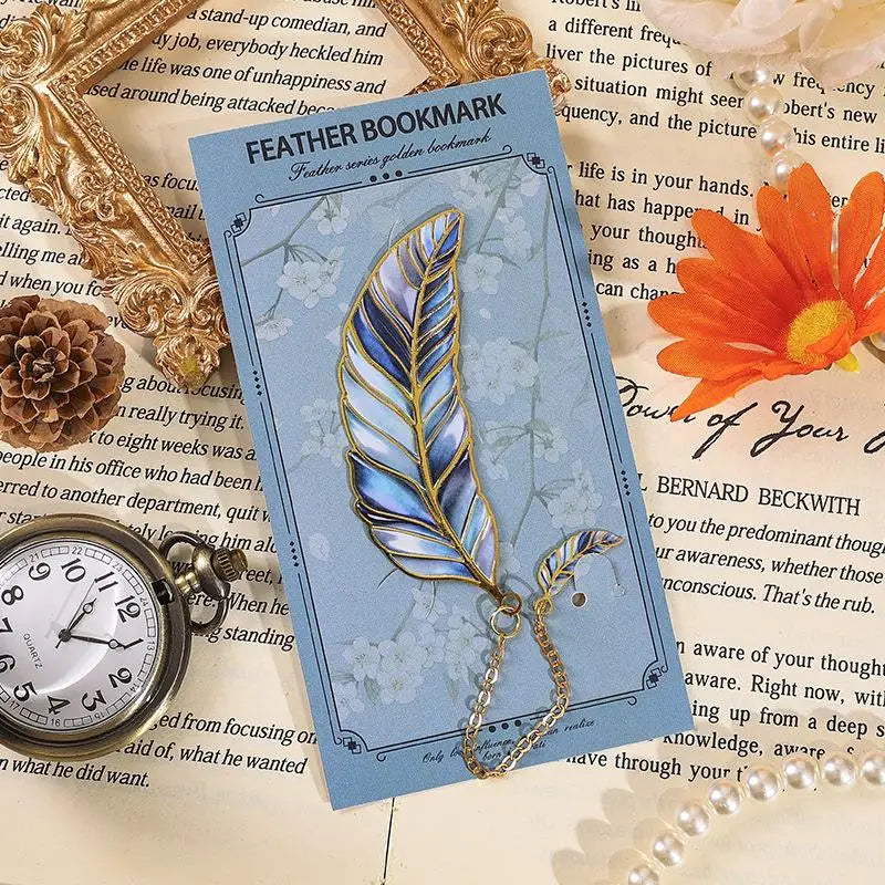 Vintage Gold Metal Bookmark with Chain Pendant | Page Divider