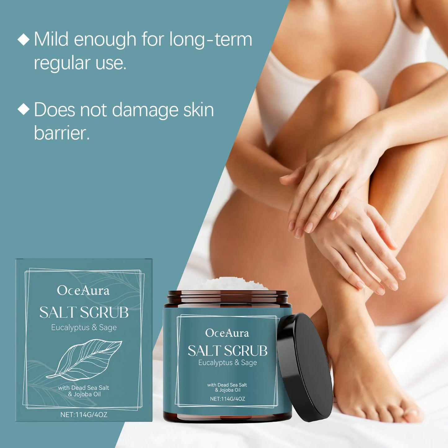 OceAura Sea Salt Body Scrub – Exfoliate & Brighten Skin 114g