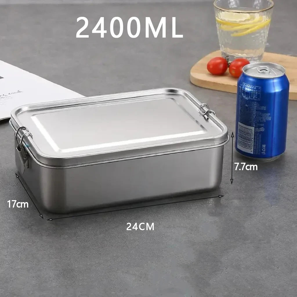 Stainless Steel Bento Box Metal Lunch Box Food Storage Containers with Lockable Clips Lunch Snack Boxes for Work,School Peaceful Pleasures Health and Wellness 2400ml 1