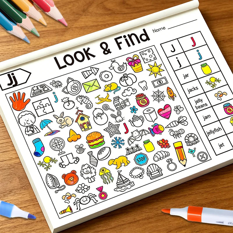 Children's Interactive Hidden Object Book Search Coloring Game