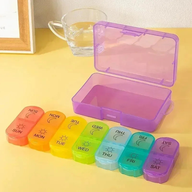 Pill Box 7 days Organizer 21 grids 3 Times One Day Portable Travel with Large Compartments for Vitamins Medicine Fish Oils Peaceful Pleasures Health and Wellness