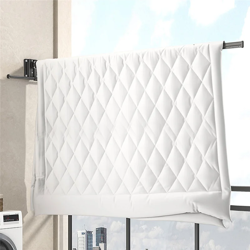 A36T-Wall-Mounted Clothes Drying Rack - Foldable Telescopic Household Clothes Drying Rod Design For Efficient Drying Peaceful Pleasures Health and Wellness
