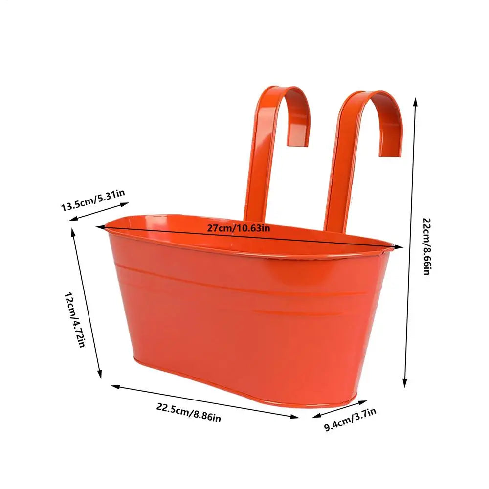 Metal Hanging Flower Pots | Balcony Railing Planter for Fence