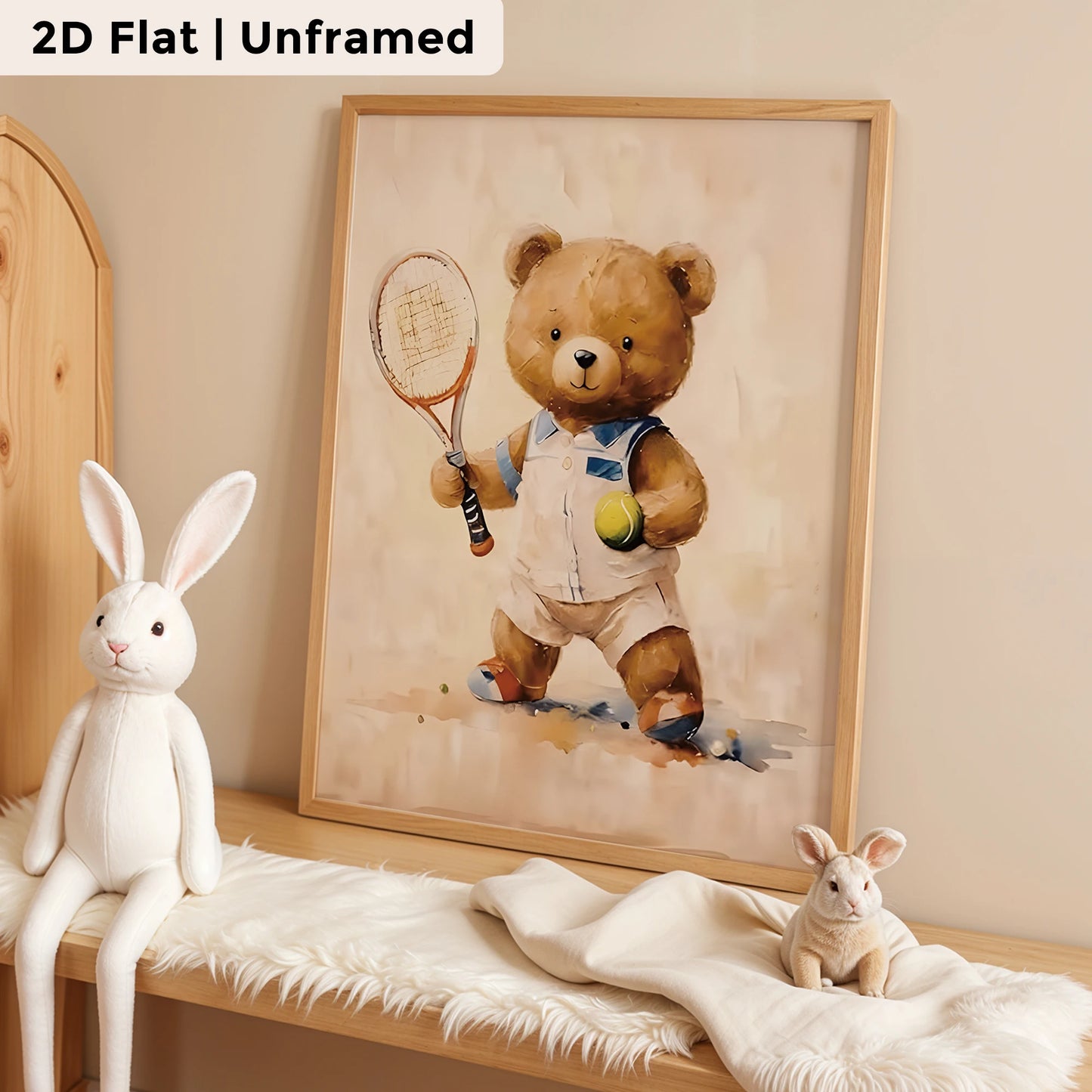 3-Piece Cartoon Baseball Bear Canvas Wall Art | Kids Room