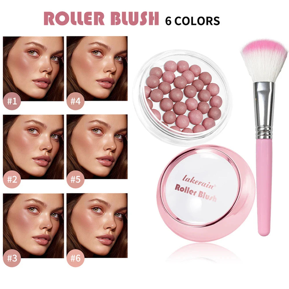 Roll-On Shimmer Blush with Brush – Lightweight, Long-Lasting