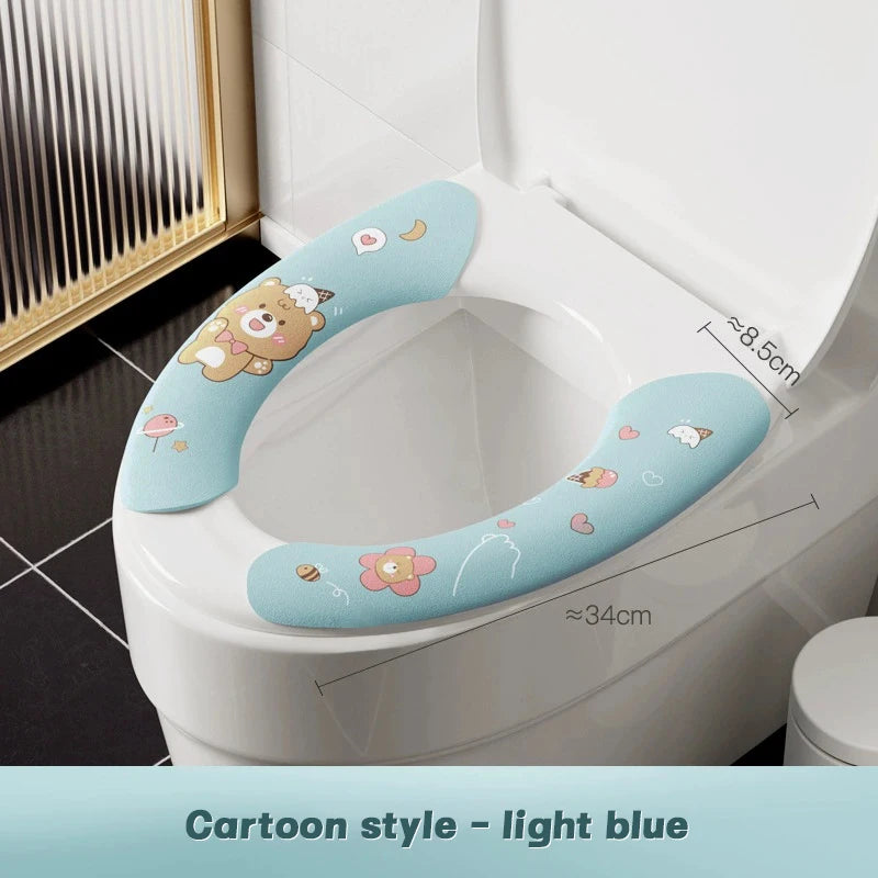 Cartoon Toilet Seat Cover Cushion – Soft Washable Plush Pad (1 Pair)
