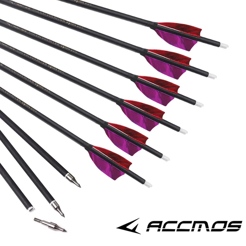 6 ID6 Sp500 Archary Carbon Arrows Turkey Feather 100 125gr Tips