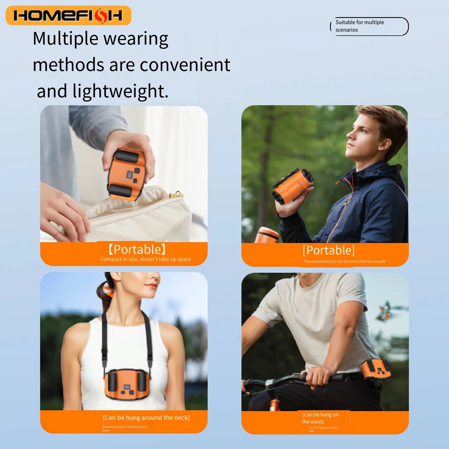 Waist Clip Fan Portable Mini Hanging Neck Fan USB Rechargeable Fan Small Outdoor Camping Sports Waist Fan with Power Bank LED Li Peaceful Pleasures Health and Wellness