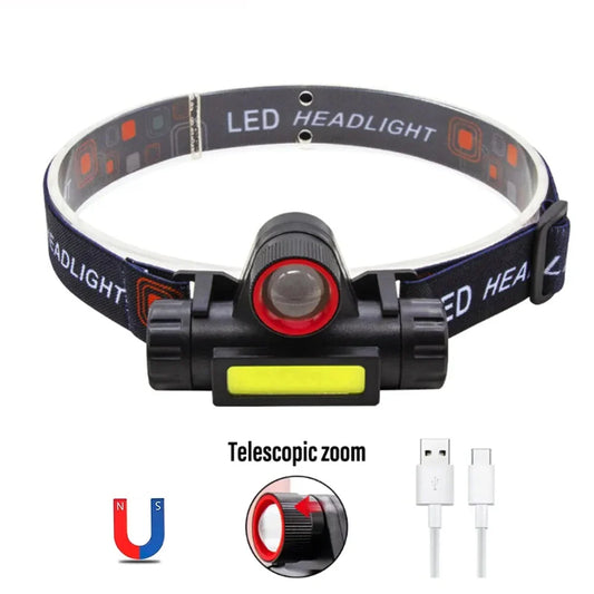 Rechargeable LED Headlamp XPE COB Dual Light Waterproof Magnetic Rechargeable Headlamp Oasis Select