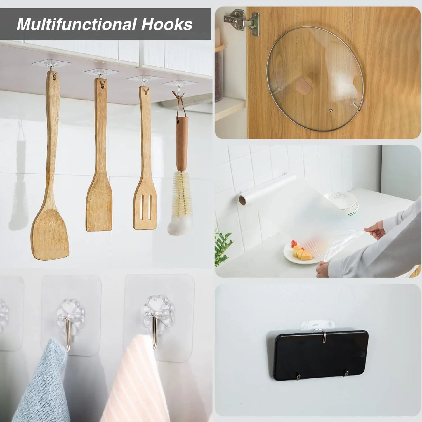 Transparent Self-Adhesive Wall Hooks – No-Drill, Bulk 10–100 Pcs