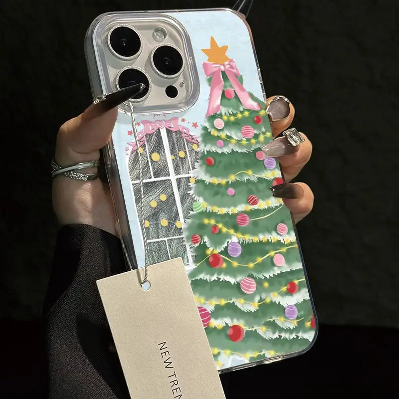 Christmas Tree Phone Case for iPhone 17 Pro 16 16e 15 14 13 12 11 Pro Max iphone Air Shockproof Bumper Cover Funda Peaceful Pleasures Health and Wellness