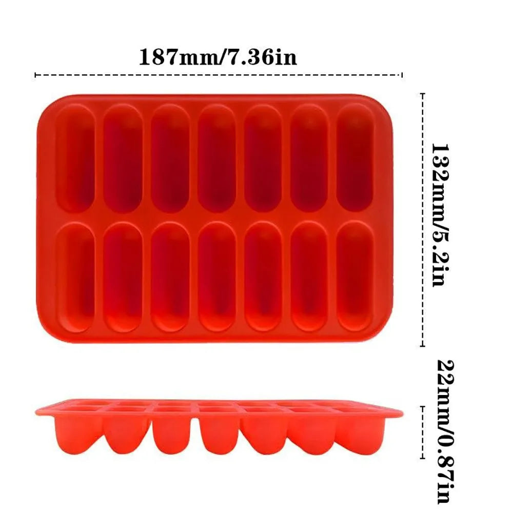 14-Grid Non-Stick Silicone Sausage & Hot Dog Mold with Lid