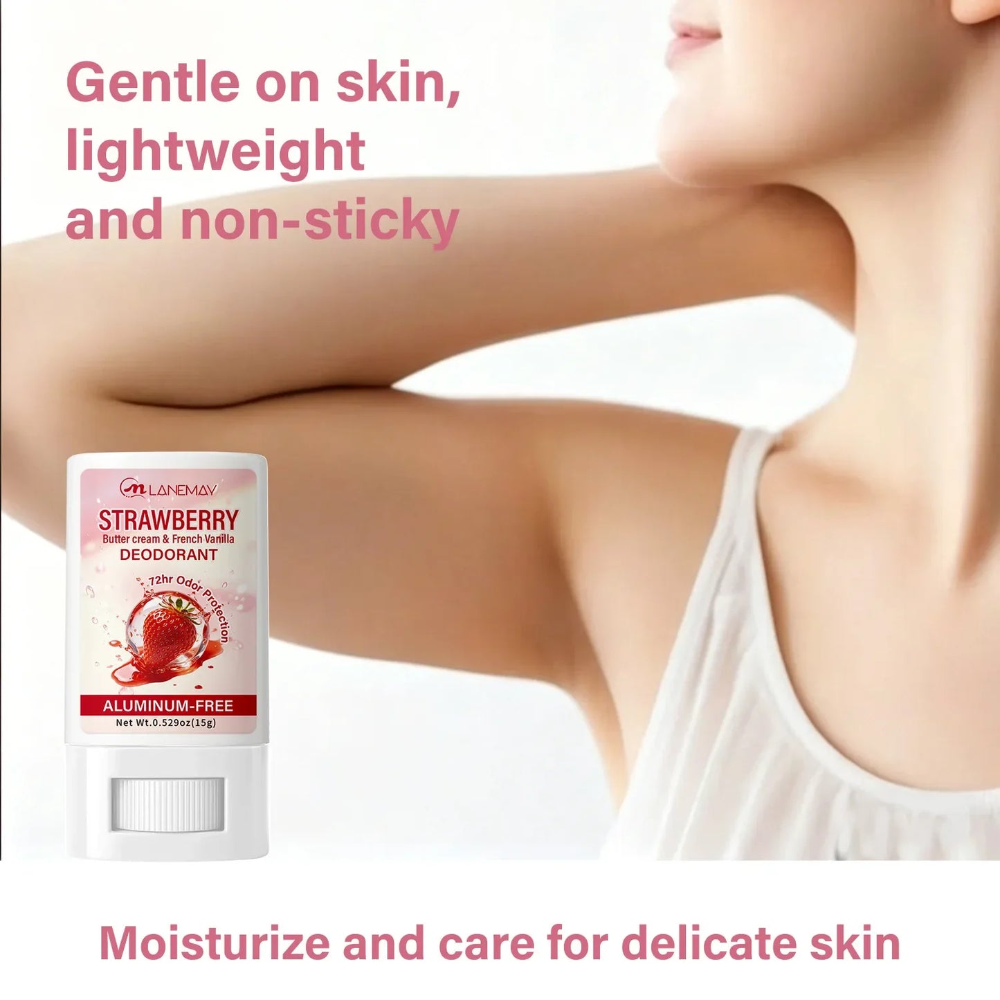 Aluminum-Free Deodorant Stick – Strawberry & Vanilla, 72Hr
