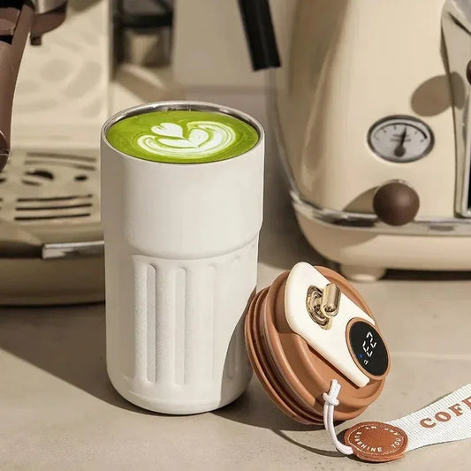 Smart Insulated Thermos Bottle | Stainless Steel Temp Display Insulated Travel Mug Peaceful Pleasures Health and Wellness