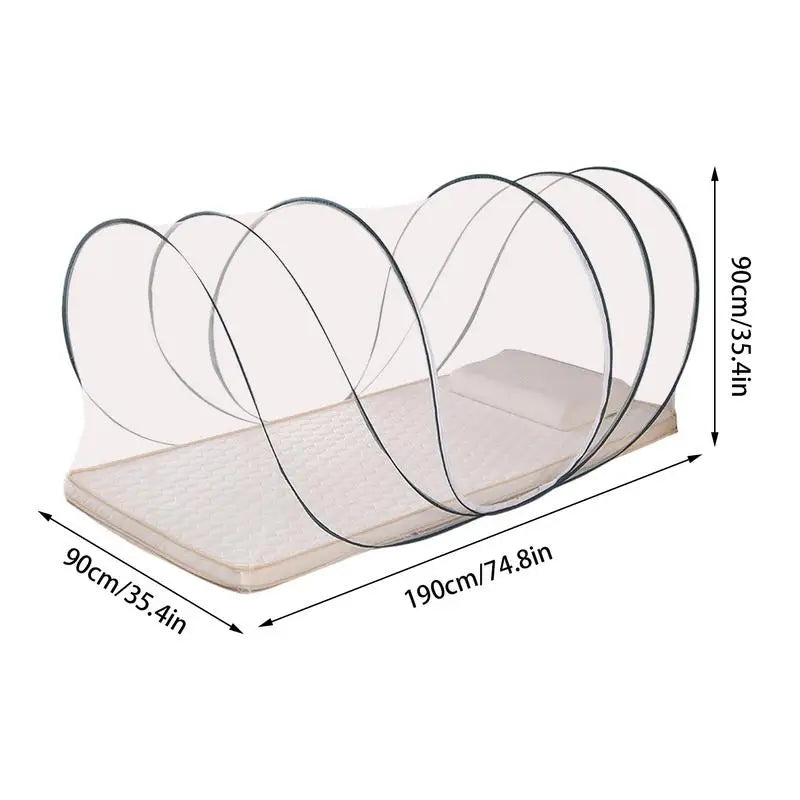 Portable Folding Mosquito Net with encrypted mesh Single Dormitory Camping Mosquito Net Home Travel Netting installation free Peaceful Pleasures Health and Wellness