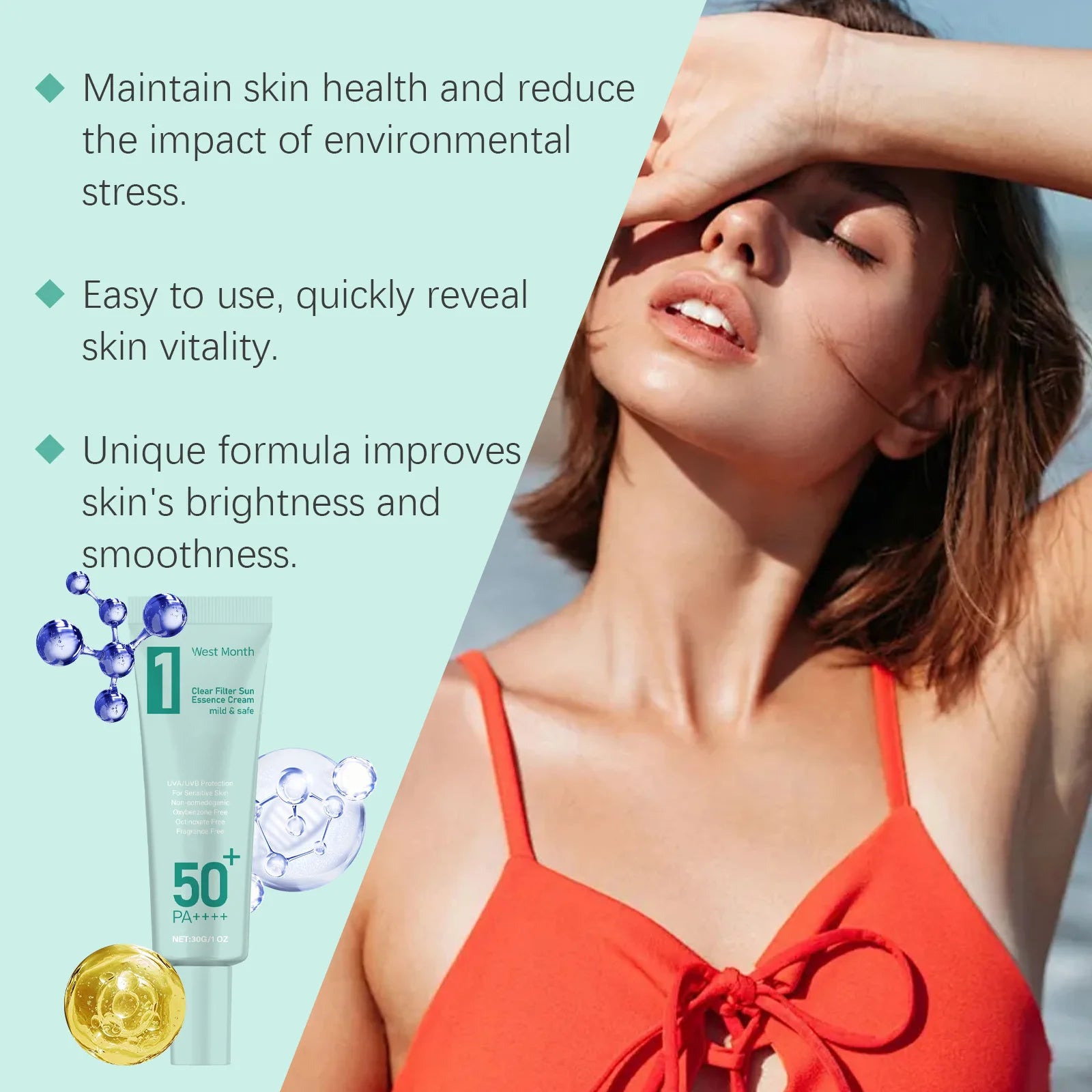 Anti Sun Cream SPF50 UV Defense Broad Spectrum Sunlight Protection Reduce Redness Hydrating Waterproof Prevent Sunburn Sunscreen Peaceful Pleasures Health and Wellness