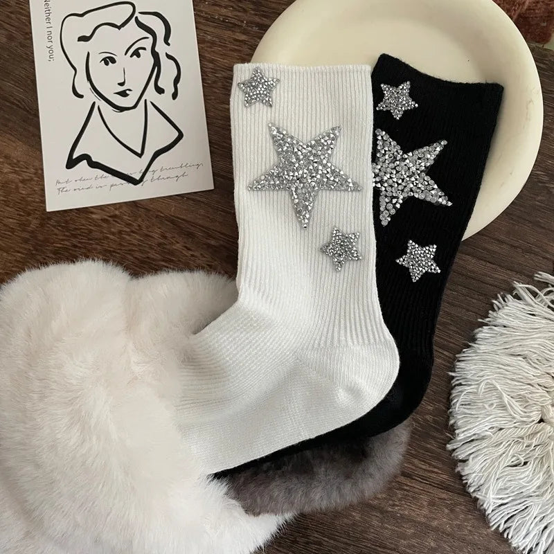 Diamond Cartoon Bear Decorative Socks, Fashionable Diamond Sparkling Women's Socks, Comfortable And Breathable Christmas Socks Peaceful Pleasures Health and Wellness