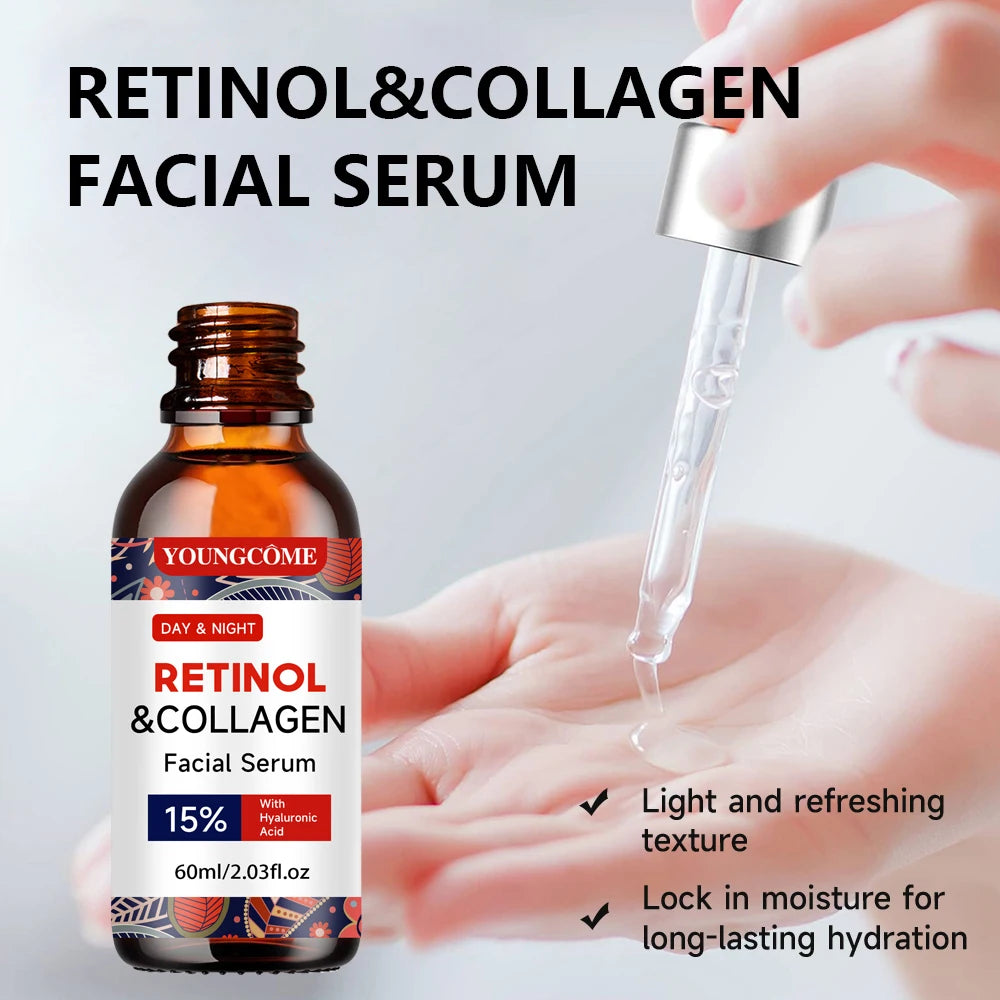 Retinol Collagen Facial Serum with Hyaluronic Acid - Daily Hydrating Skin Care for All Skin Type Peaceful Pleasures Health and Wellness