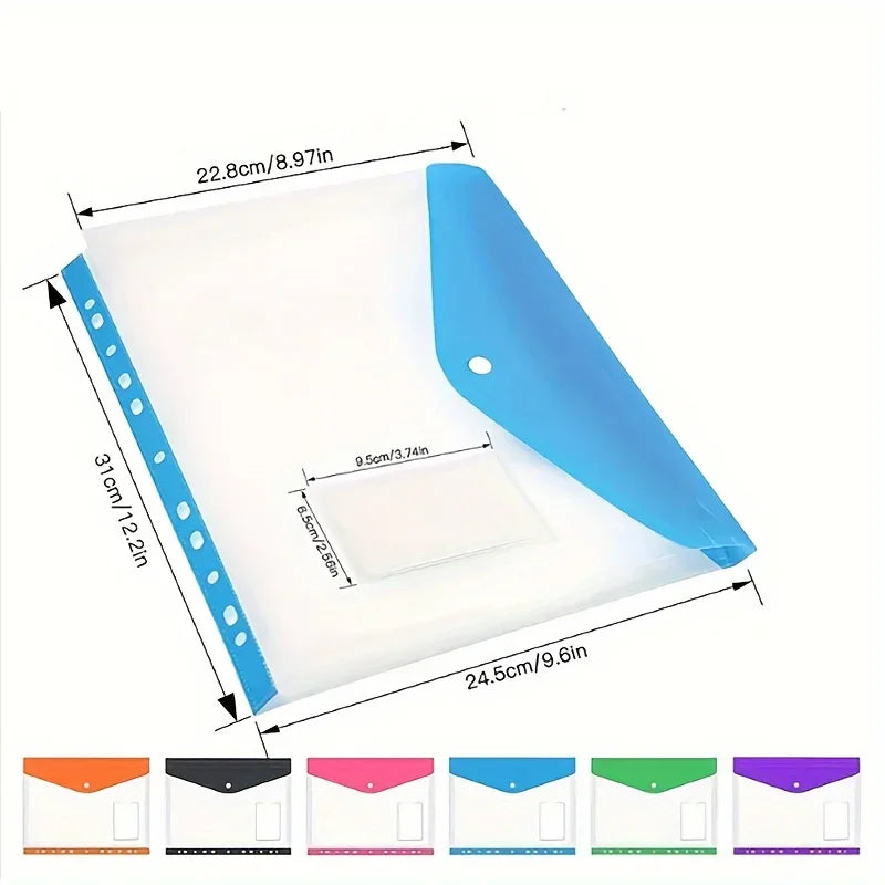 A4 Plastic Envelopes 6-Pack | Snap Ring Binder Storage Bags Binder Envelope Bag Peaceful Pleasures Health and Wellness