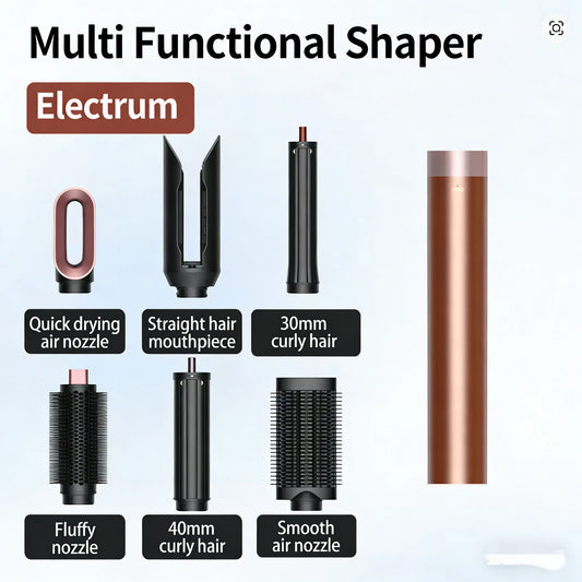 2026 NEW 6-in-1 Multi Hair Styler Professional Curling Iron Hot Air Brush Curling Barrel Hair Dryer for Curly Hair Peaceful Pleasures Health and Wellness EU-JFB-Gold-6IN1