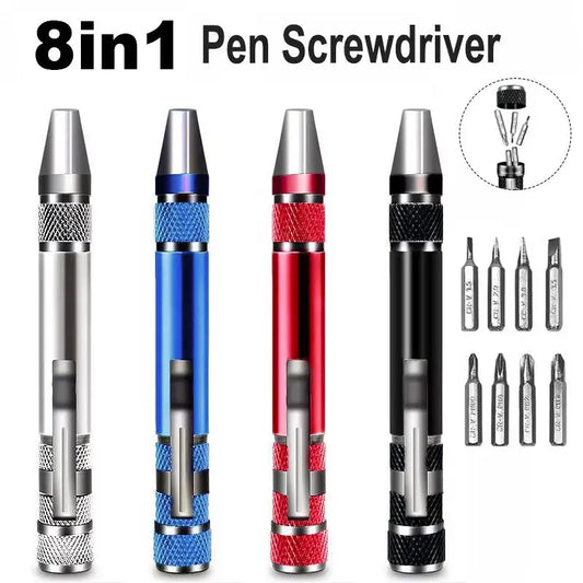 8-in-1 Multifunction Screwdriver Pen Portable All-in-One Repair Tool Kit High Density Bits for Emergency Fix Mini EDC Hand Tool Peaceful Pleasures Health and Wellness