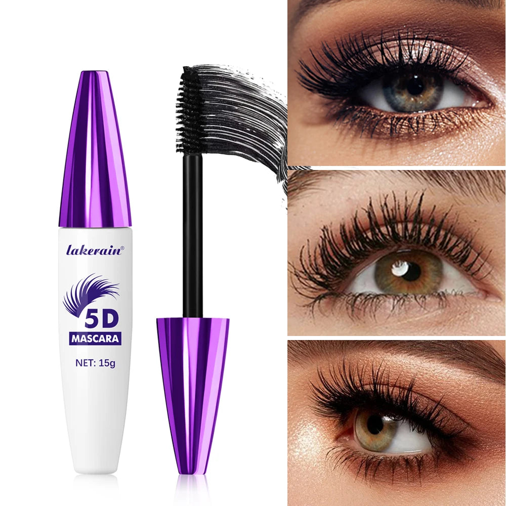 5D Mascara Waterproof Thickening Lengthening Curling Liquid Fiber Mascara Long-Lasting Curling Eyelash Extension Cosmetics Peaceful Pleasures Health and Wellness