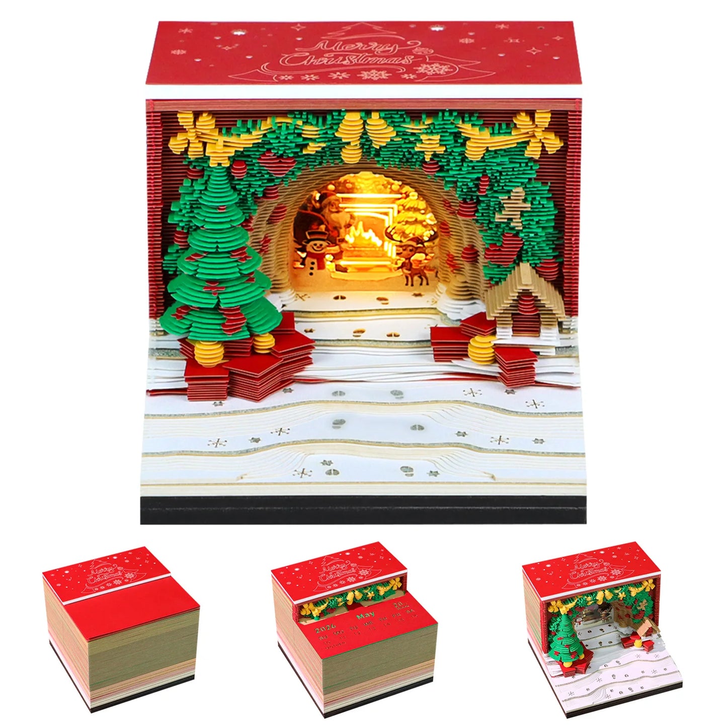 3D Christmas Arch Desk Calendar 2026 | LED Lights Memo Pad