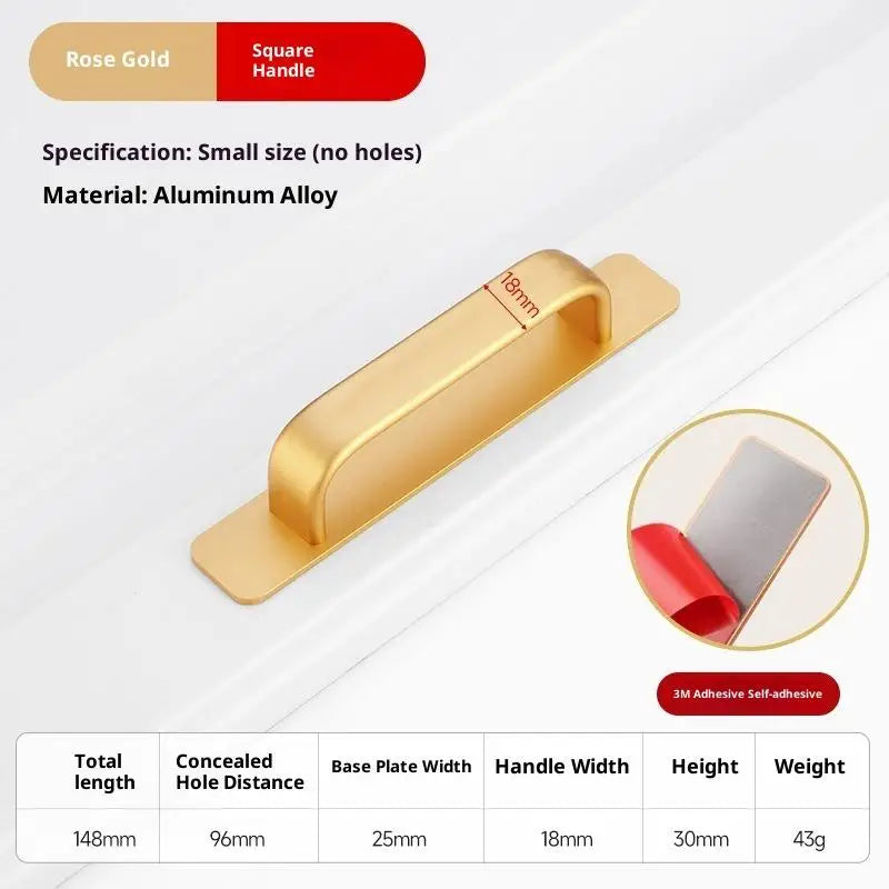 Aluminum Alloy Drill-free Handle Glass Sliding Door Window Drawer Wardrobe Push-pull Bathroom Sticker Door Handles Peaceful Pleasures Health and Wellness A19