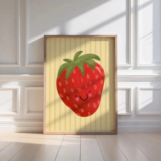Cartoon Strawberry Canvas Wall Art Print | Kids Room Decor Canvas Wall Art Print Peaceful Pleasures Health and Wellness G5014 30x40cm Unframed