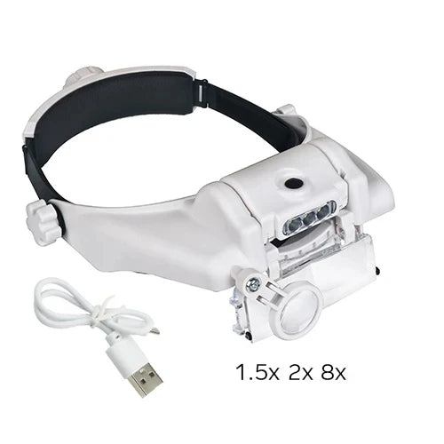 USB Rechargeable Glasses Loupe Watchmaker Repair Tool Glasses Magnifier LED Headband Magnifying Glass 1.5x 2x 2.5x 3x 3.5x 8 Peaceful Pleasures Health and Wellness Group 1