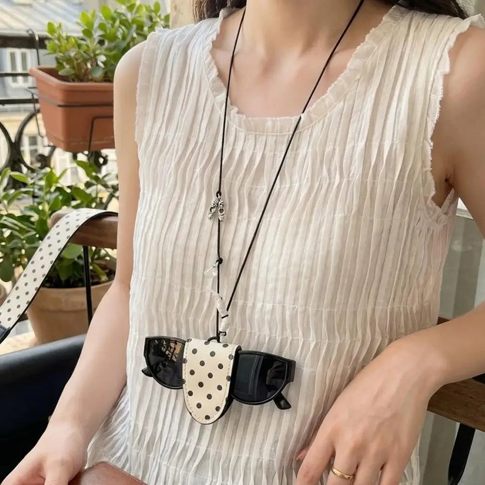 Anti-lost Glasses Storage Lanyard Necklace Polka Dot Print Eyeglass Clip Portable Sunglasses Key Hanging Storage Bag Accessory Peaceful Pleasures Health and Wellness
