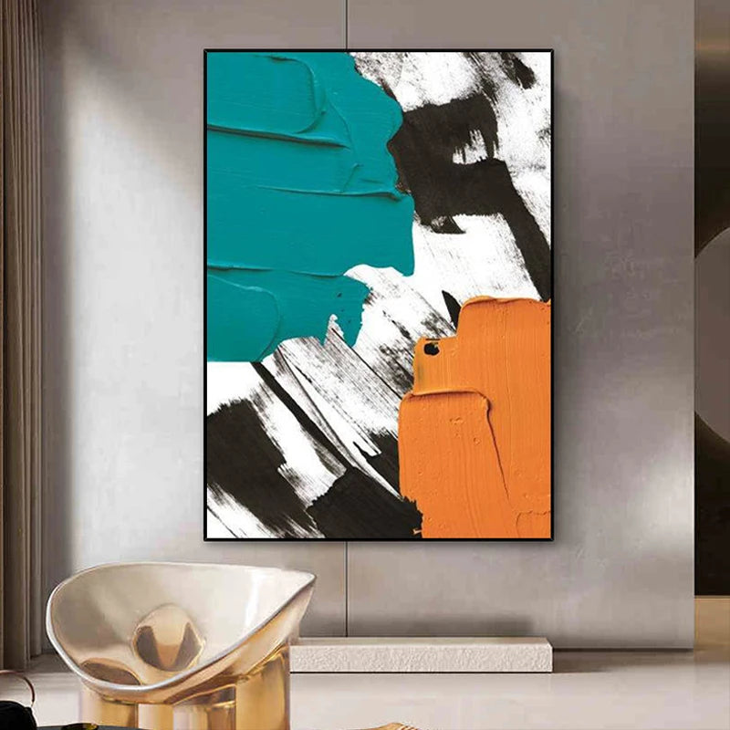 3D Hand Painted Abstract Canvas Painting, Blue, Red, Black, White, Yellow, Modern Mural Art, High Quality, Hand Drawn, Acrylic Peaceful Pleasures Health and Wellness