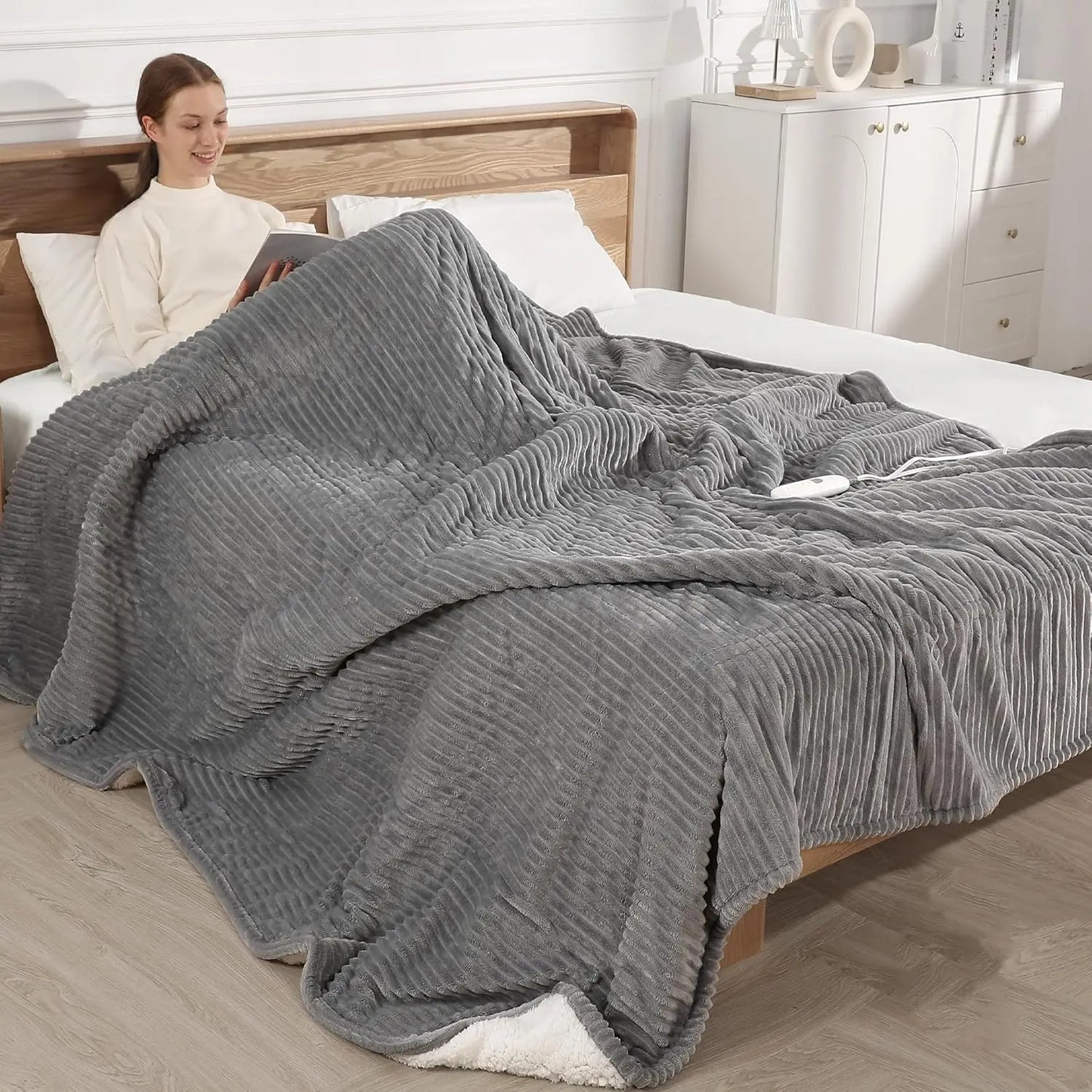 Queen Electric Heated Blanket – Dual Zone, 5 Levels, 250GSM Flannel Peaceful Pleasures Health and Wellness United States