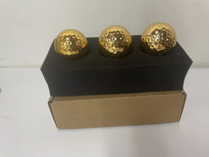 3Pcs Boxed Golf Ball Portable High Quality Double Layer Gold Plating Golf Ball Accessory Golden Peaceful Pleasures Health and Wellness YELLOW