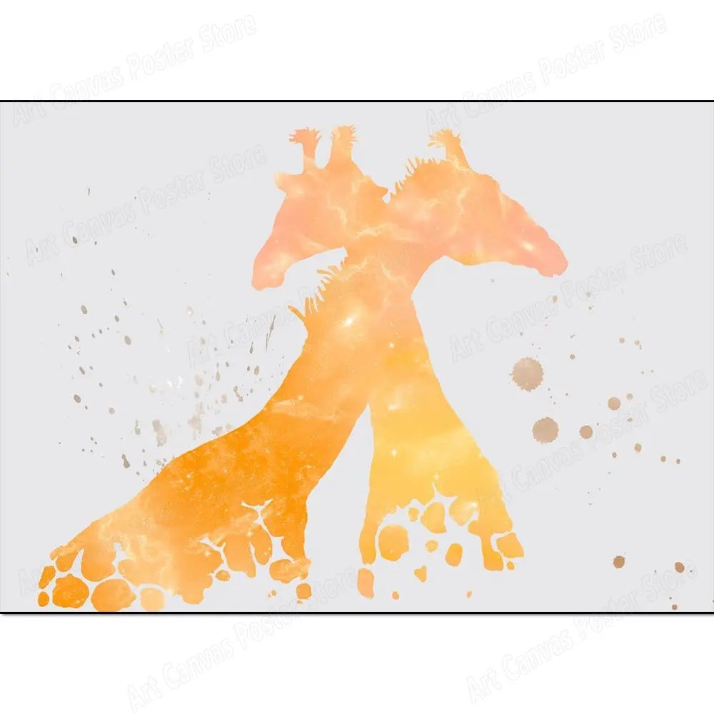 Abstract Animal Canvas Wall Art Print – Bird Elk Mermaid Butterfly