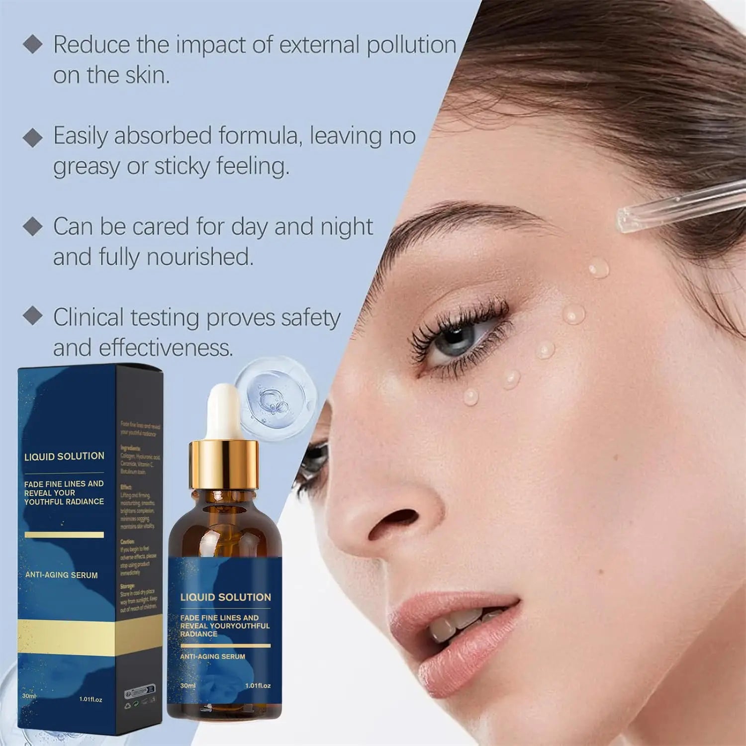 Niacinamide Wrinkle Remover Serum Firming Lifting Face Care Anti-Aging Fade Fine Lines Smooth Skin Beauty Facial Essence Liquid Peaceful Pleasures Health and Wellness