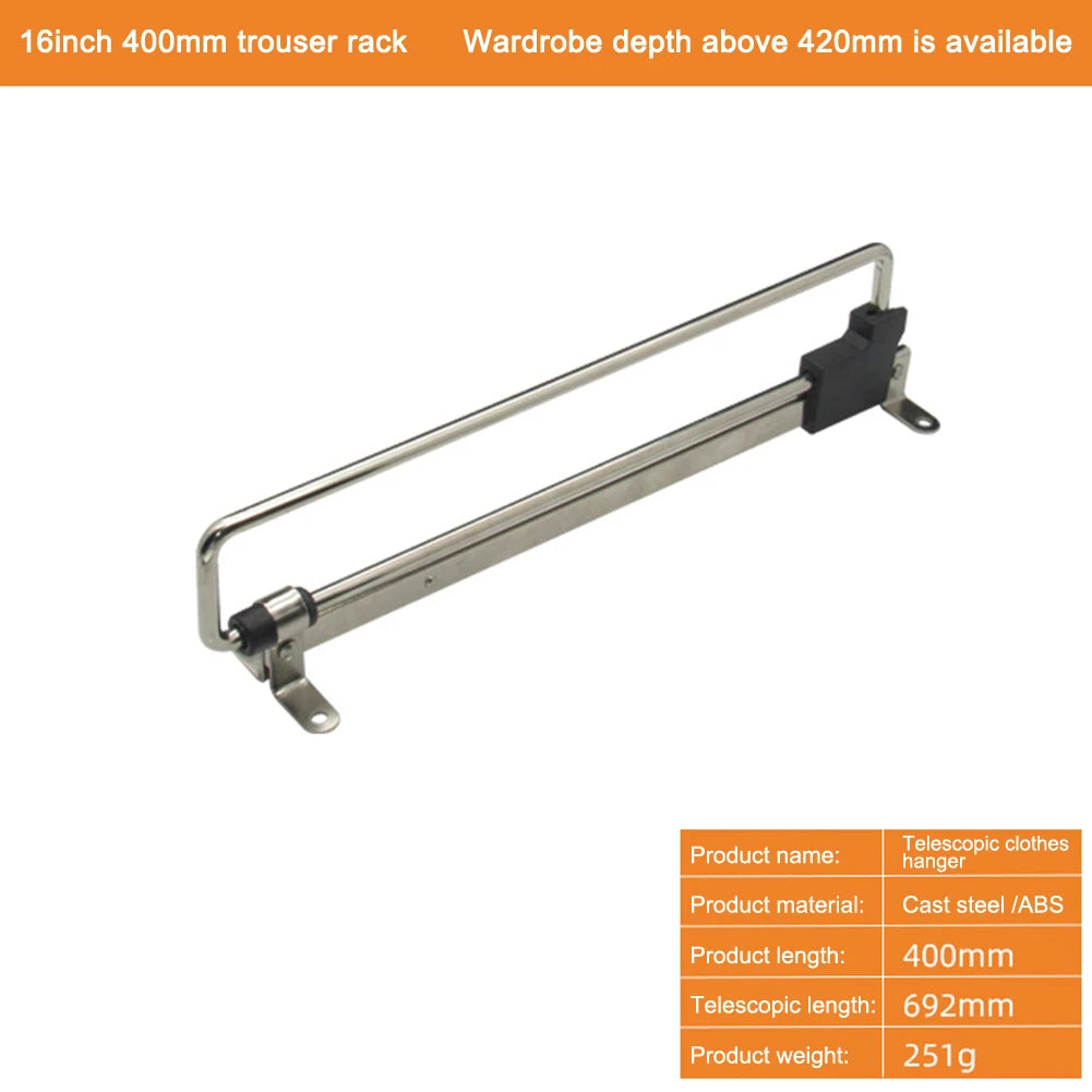 Telescopic Clothes Rods Retractable Pull-out Hanger Mount Wardrobe