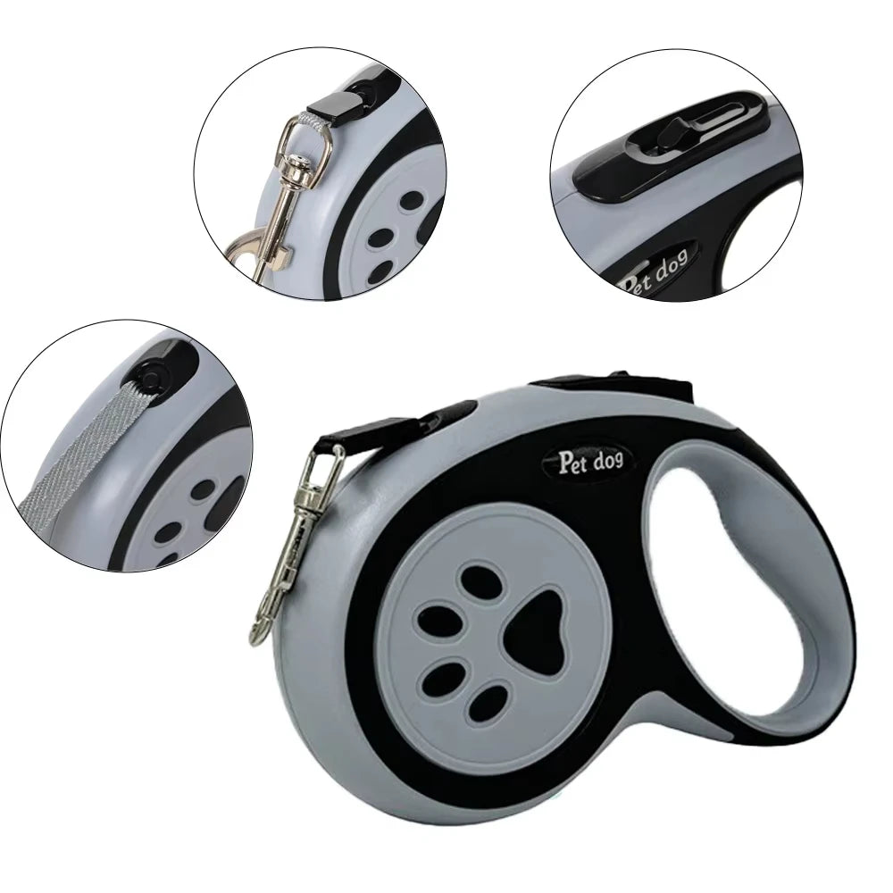 Retractable Dog Leash 3m 5m Dog Paw Design Strong Nylon Rope For Small Medium Large Dogs Puppy Yorkies Outdoor Walking Pet Peaceful Pleasures Health and Wellness