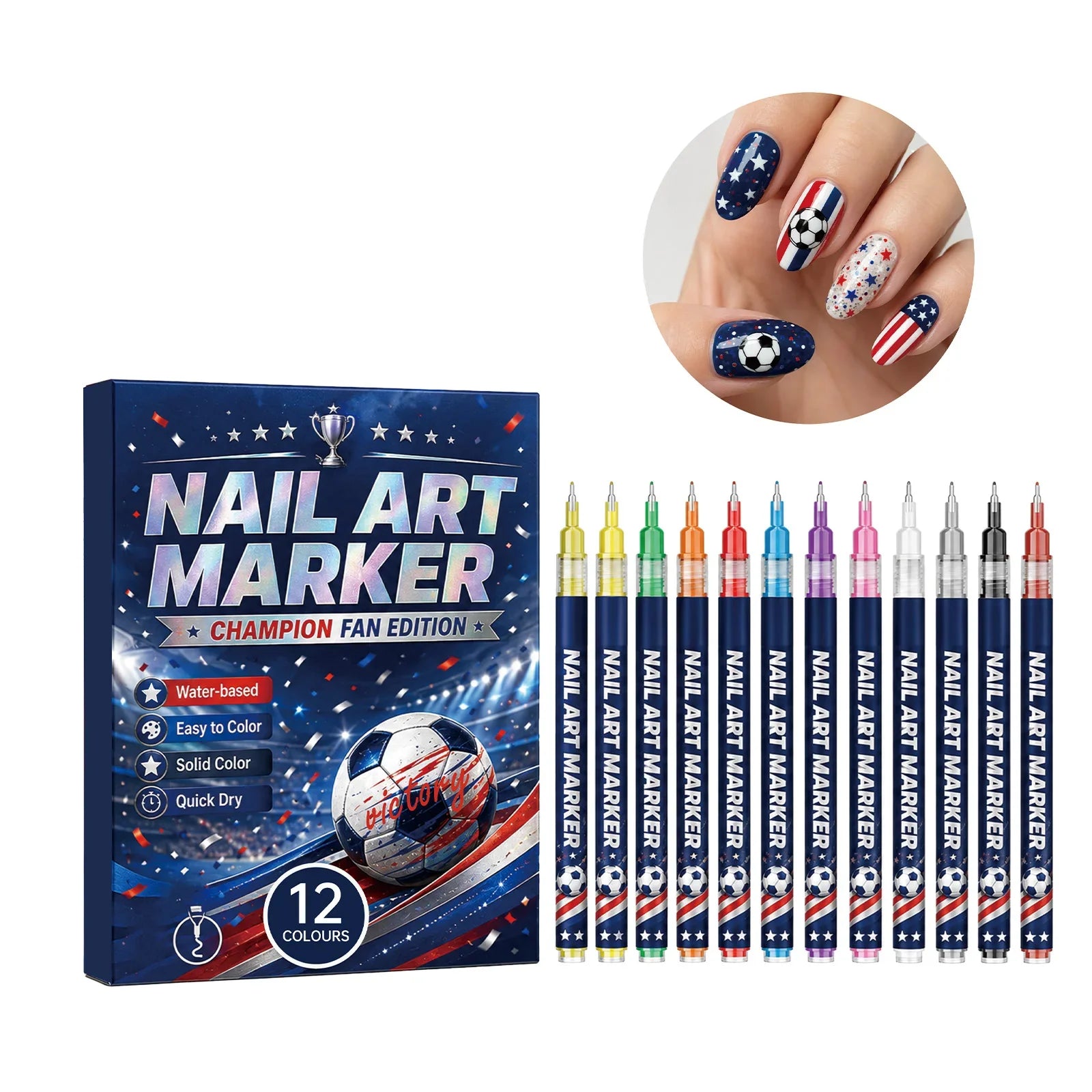12-Piece Waterproof Nail Art Pens – Fine Tip DIY Design Markers Nail Art Pens Oasis Select